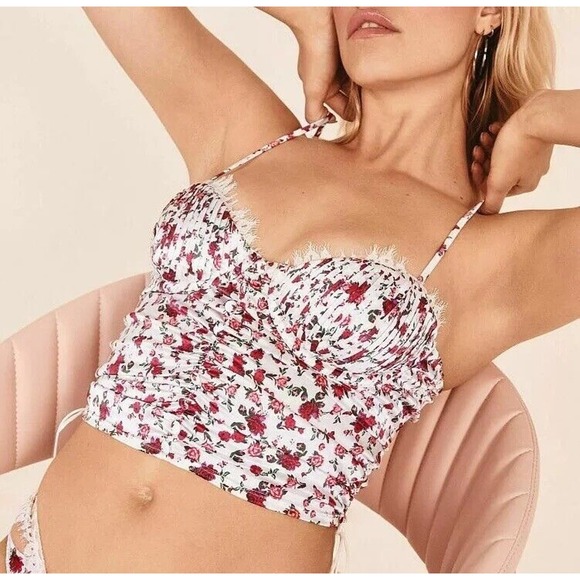 For Love And Lemons Other - For Love & Lemons Melrose Bustier White Floral Small Sold Out Victorias Secret